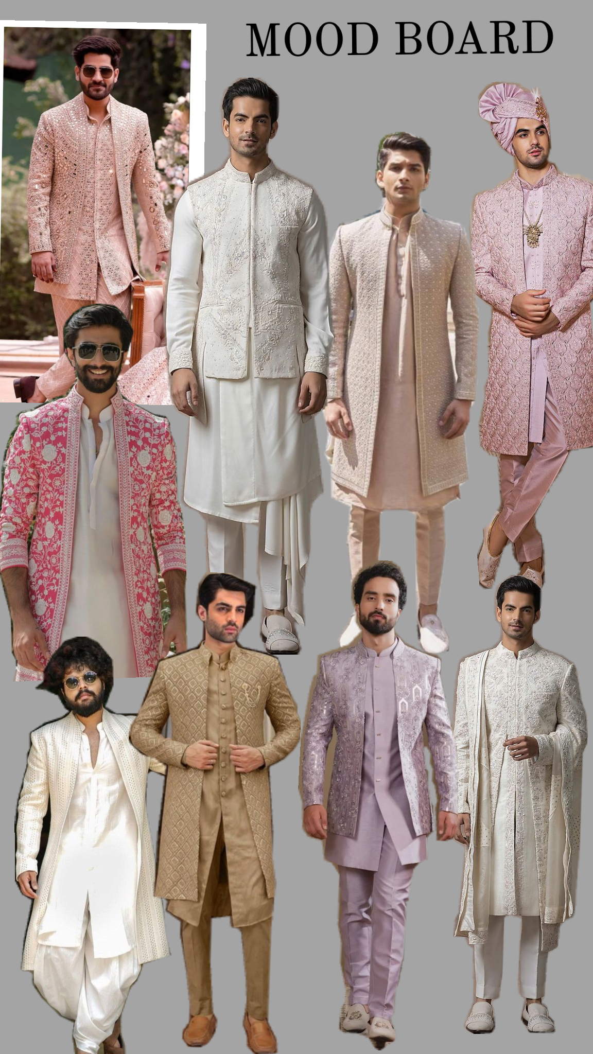 Blush, ivory, and gold groomwear